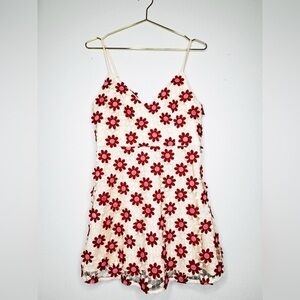 NWT La Maison Talulah Britain Mini Dress red daisy cream lace  Milkmaid